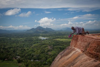 Sigiriya Rock: restoration and plaster work on the fortress ruins or the UNESCO World Culture Heritage.