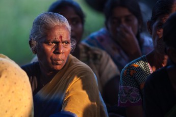 Near Batticaloa: A tamil women attending the talk with the German ambassador.