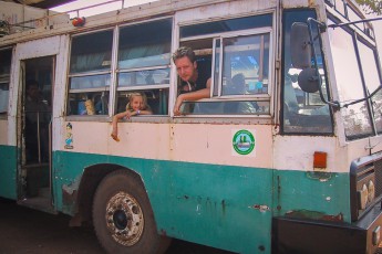 Laos: By bus from A to B.