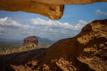 Wonderful view of the world cultural heritage: the lion rock of Sigiriya - seen from Pidurangala Rock.