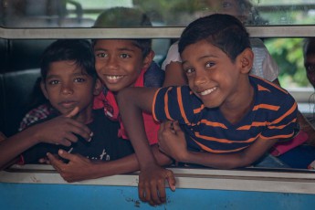 I'm playing tricks on kids at a train station near Kandy.