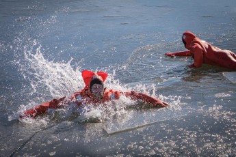 Helsinki, Finland: There is no sign of the ice breaking in. You sink completely into the water in a matter of a second.