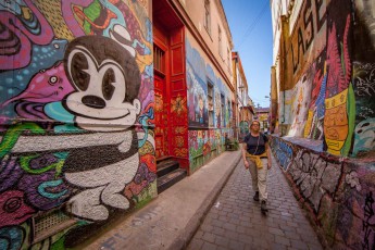 Die Straßen und Gassen von Valparaiso, Chile, gleichen einer nicht enden wollenden Streetart-Galerie.
