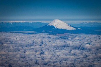 Land of the rising sun: The Fuyiama shortly after dawn and just minutes before landing in Tokyo.