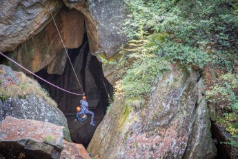 Probably the most exciting section of the Gorge Alpine via ferrata leads into a cave.