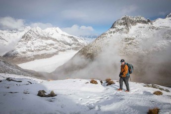 The hiking trail up to the Eggishorn offers spectacular views of the Aletsch Glacier time and again thanks to the glorious weather.