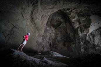 Annette in the Fels Cave on the island of Lelepa. The cave has been a UNESCO World Heritage Site since 2008.