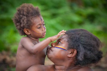 Mother and child in the village of Imaio, Tanna Island.